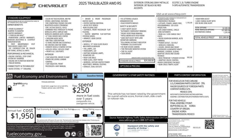 2025 Chevrolet TrailBlazer RS – BC263108A full