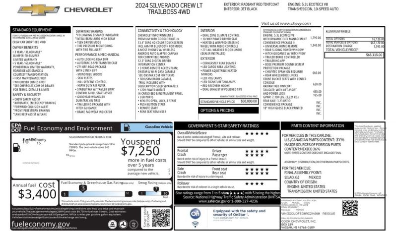 2024 Chevrolet Silverado 1500 LT Trail Boss – BC263131A full