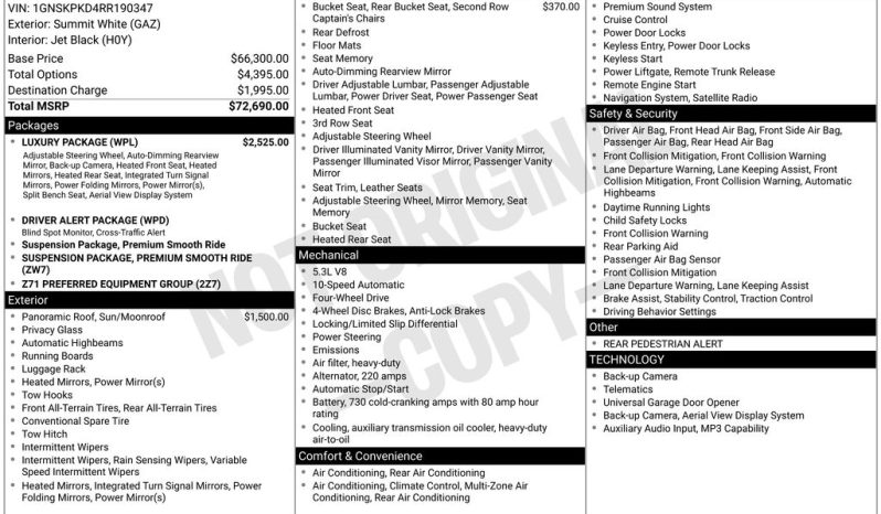 2024 Chevrolet Tahoe Z71 – BC262521A full