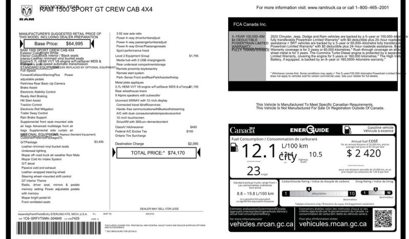 2022 Ram 1500 Sport – BC262516B full