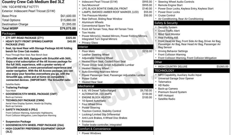 2020 Chevrolet Silverado 2500HD High Country – BC263245A full