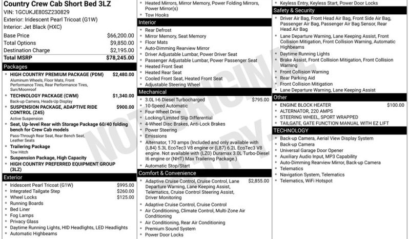 2025 Chevrolet Silverado 1500 High Country – BC262589A full
