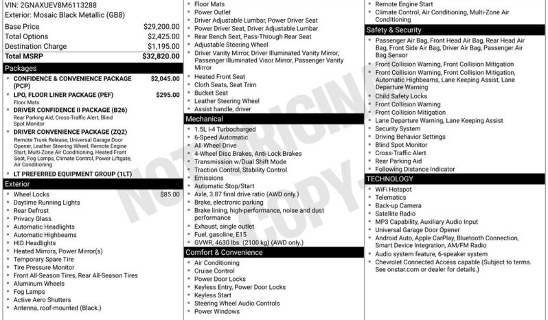 2021 Chevrolet Equinox LT – BC262262A full