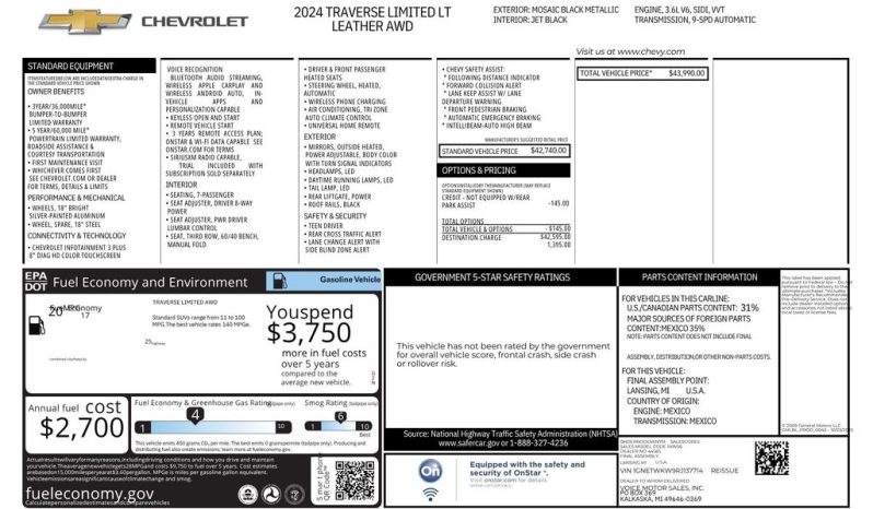2024 Chevrolet Traverse Limited LT Leather – BCP0449 full