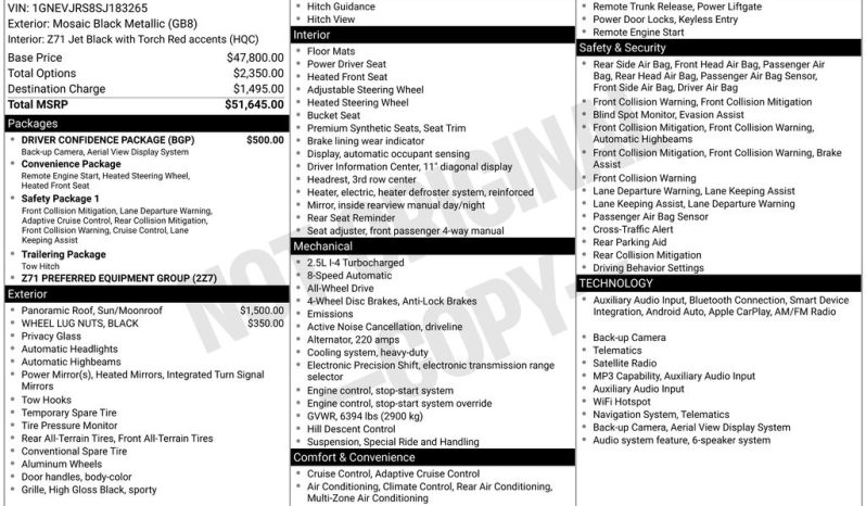 2025 Chevrolet Traverse Z71 – BC263155A full