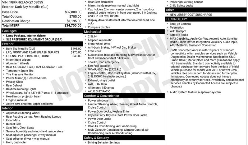 2019 GMC Acadia SLE-1 – BC262322B full