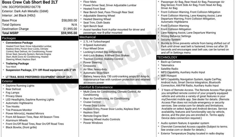 2024 Chevrolet Silverado 1500 LT Trail Boss – BCP0524 full