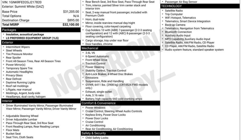 2016 Chevrolet Traverse LS – CC260979A full