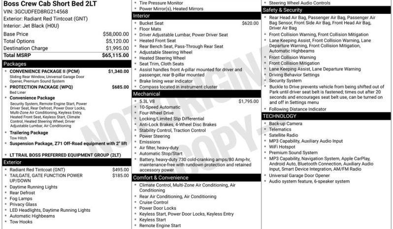 2024 Chevrolet Silverado 1500 LT Trail Boss – BC263131A full